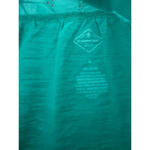 NWT St John's Bay Womens Blue Yonder Short Sleeve Split Neck T-Shirt Top Size S - Picture 2 of 3